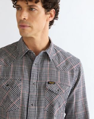 Regular Western Shirt in Red Indigo