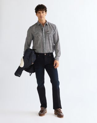Regular Western Shirt in Red Indigo