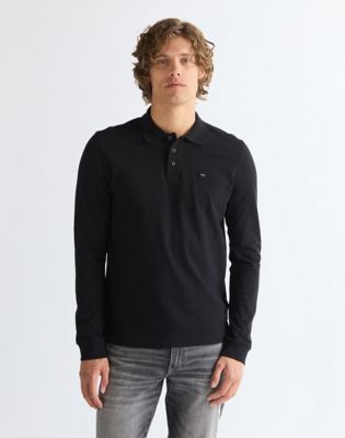 Long Sleeve Regular Polo Shirt in Black