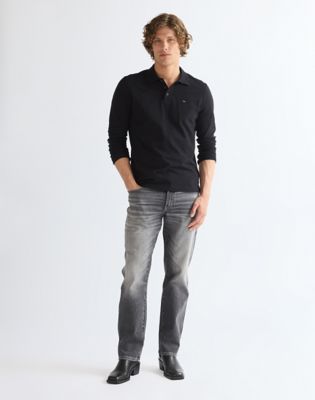 Long Sleeve Regular Polo Shirt in Black