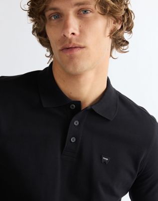Long Sleeve Regular Polo Shirt in Black