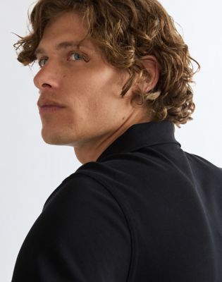 Long Sleeve Regular Polo Shirt in Black