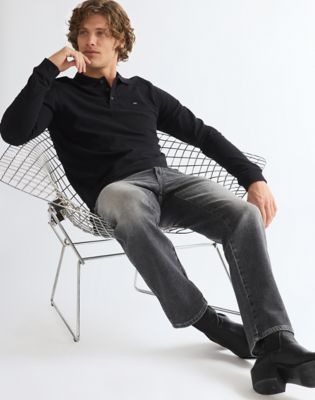 Long Sleeve Regular Polo Shirt in Black