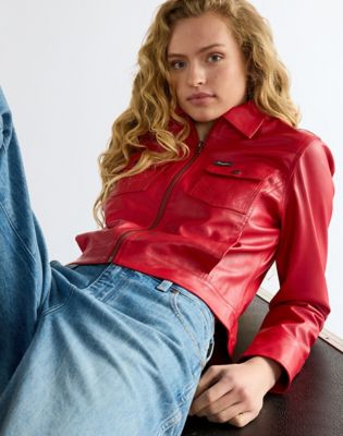 Slim Seamed Jacket in Chili Pepper