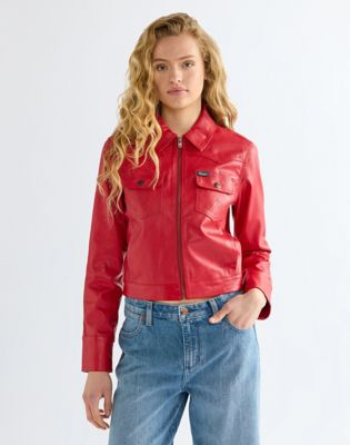 Slim Seamed Jacket in Chili Pepper