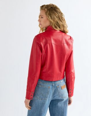 Slim Seamed Jacket in Chili Pepper