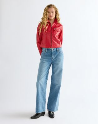 Slim Seamed Jacket in Chili Pepper