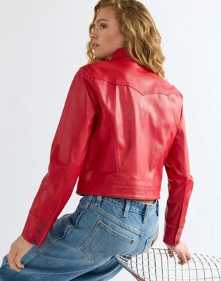 Slim Seamed Jacket in Chili Pepper