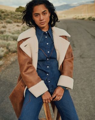 Relaxed Wrange Coat in Medium Brown