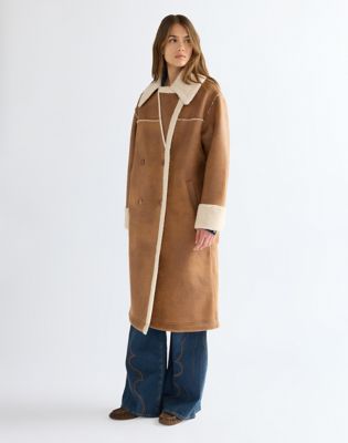 Relaxed Wrange Coat in Medium Brown