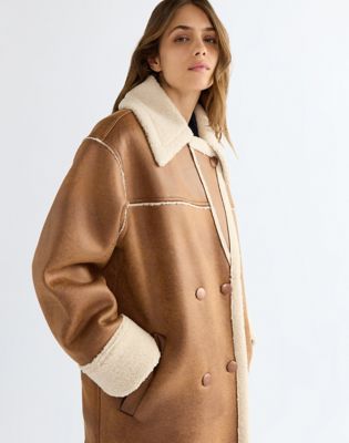 Relaxed Wrange Coat in Medium Brown