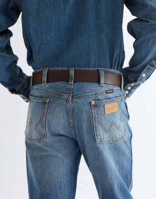 Oversized Buckle Leather Belt in Dark Brown