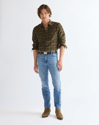 Plate Buckle Leather Belt in Dark Brown