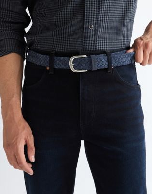 Suede Braided Belt in Blue Suede