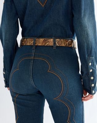 Snake Leather Belt in Brown