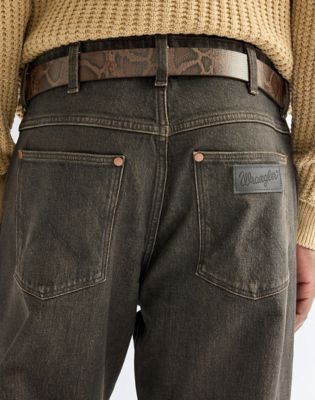 Snake Leather Belt in Dark Brown