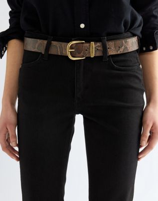 Snake Leather Belt in Dark Brown