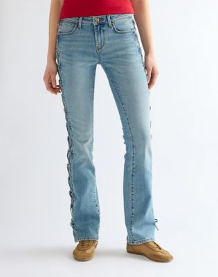 Low Rise Lace Up Bootcut Jean in Wild Mustang