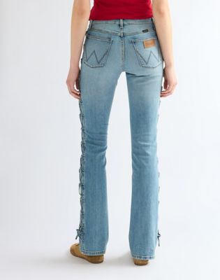 Low Rise Lace Up Bootcut Jean in Wild Mustang