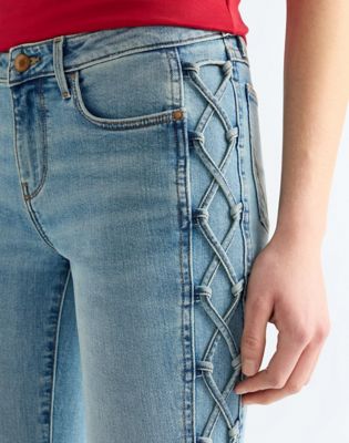 Low Rise Lace Up Bootcut Jean in Wild Mustang