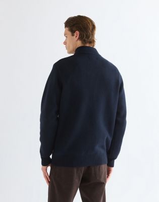 Regular Quarter Zip Knit Sweater in Dark Sapphire