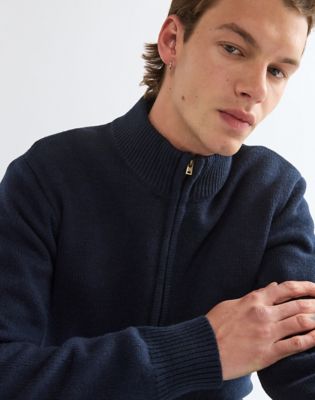 Regular Quarter Zip Knit Sweater in Dark Sapphire
