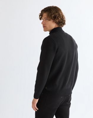 Regular Quarter Zip Knit Sweater in Black