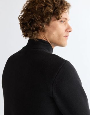 Regular Quarter Zip Knit Sweater in Black