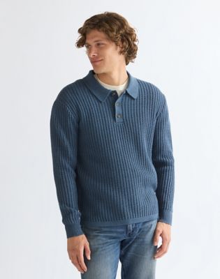 Relaxed Polo Sweater in Bering Sea Heather