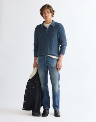 Relaxed Polo Sweater in Bering Sea Heather