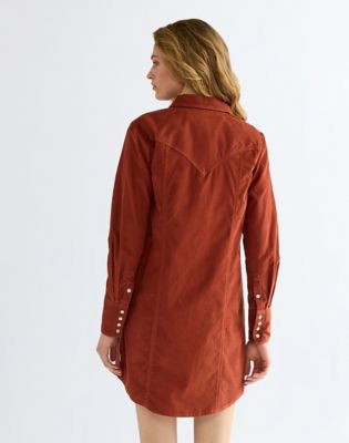 Slim Corduroy Dress in Burnt Henna