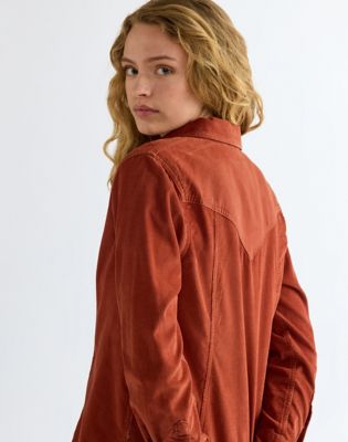 Slim Corduroy Dress in Burnt Henna