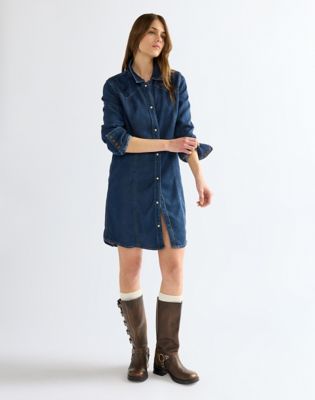 Slim Denim Dress in Dark Stone
