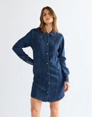Slim Denim Dress in Dark Stone