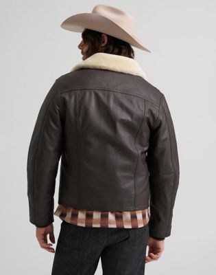Blue Bell Regular Leather Aviator Jacket in Chocolate Torte