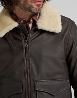 Blue Bell Regular Leather Aviator Jacket in Chocolate Torte