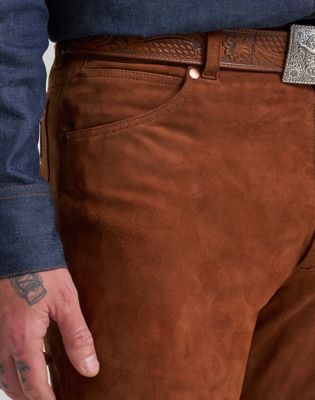 Blue Bell 13MWZ Original Cowboy Cut Leather Trousers in Cherry Mahogany