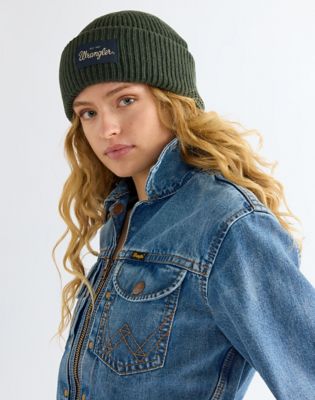 Ribbed Wool Beanie in Green