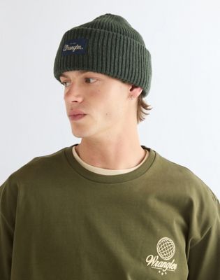 Ribbed Wool Beanie in Green