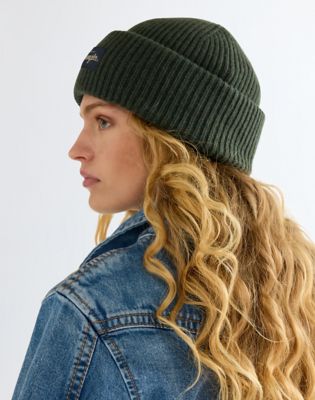 Ribbed Wool Beanie in Green