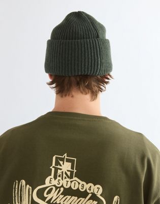 Ribbed Wool Beanie in Green