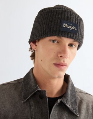 Ribbed Wool Beanie in Dark Grey