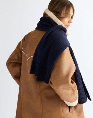 Wool Scarf in Navy