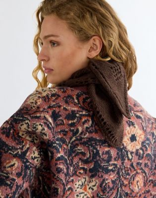 Wool Bandana Scarf in Chocolate Torte
