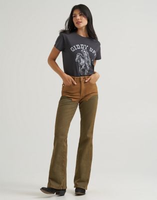 Lainey Wilson x Wrangler Chapped Flare Jean in Brown
