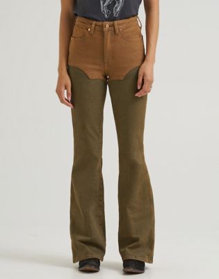 Lainey Wilson x Wrangler Chapped Flare Jean in Brown