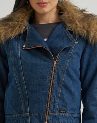 Lainey Wilson x Wrangler Moto Jacket in Denim