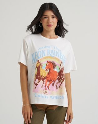 Lainey Wilson x Wrangler Neon Rainbow Tee in White