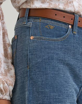 Lainey Wilson x Wrangler Cheeky Wide Leg Jean in Indigo Chenille