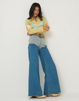Lainey Wilson x Wrangler Chapped Cheeky Wide Leg Jean in Classic Blue